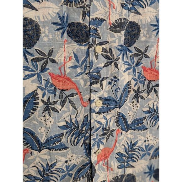 Izod Saltwater Tropical‎ Shirt Adult L Blue Pink Flamingos Button Short Sleeve - Picture 4 of 5